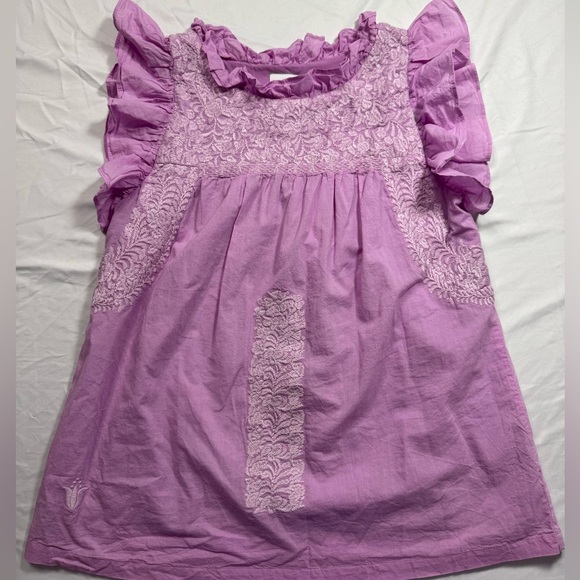 j. marie Tops - J. Marie Lavender Flutter Sleeve Embroidered Blouse